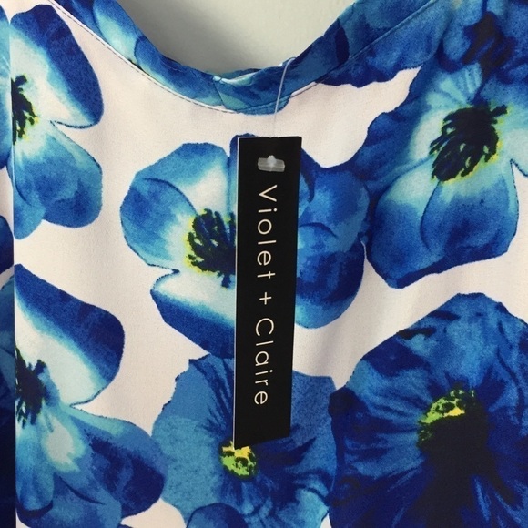 VIOLET + Claire Blue Floral Ruffle Trim Tank Top - Picture 9 of 16